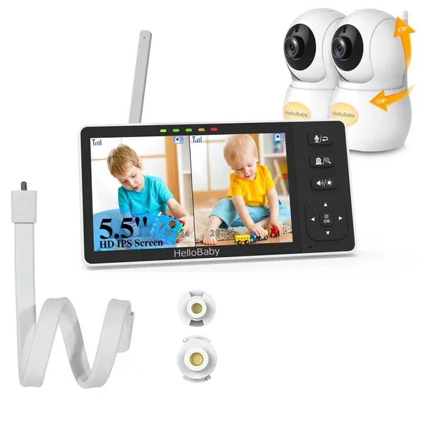 hellobaby-hb6081-2-babyphone-vid-o-2-cam-ras-720p-sans-wifi image 1