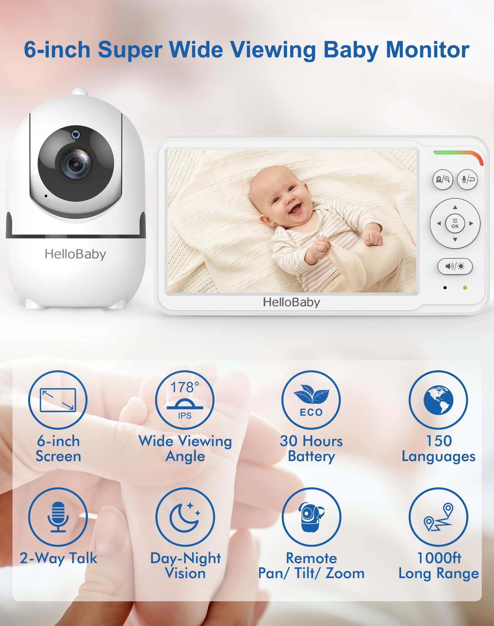hellobaby-hb6560-babyphone-vid-o-6-pouces-avec-support image 2
