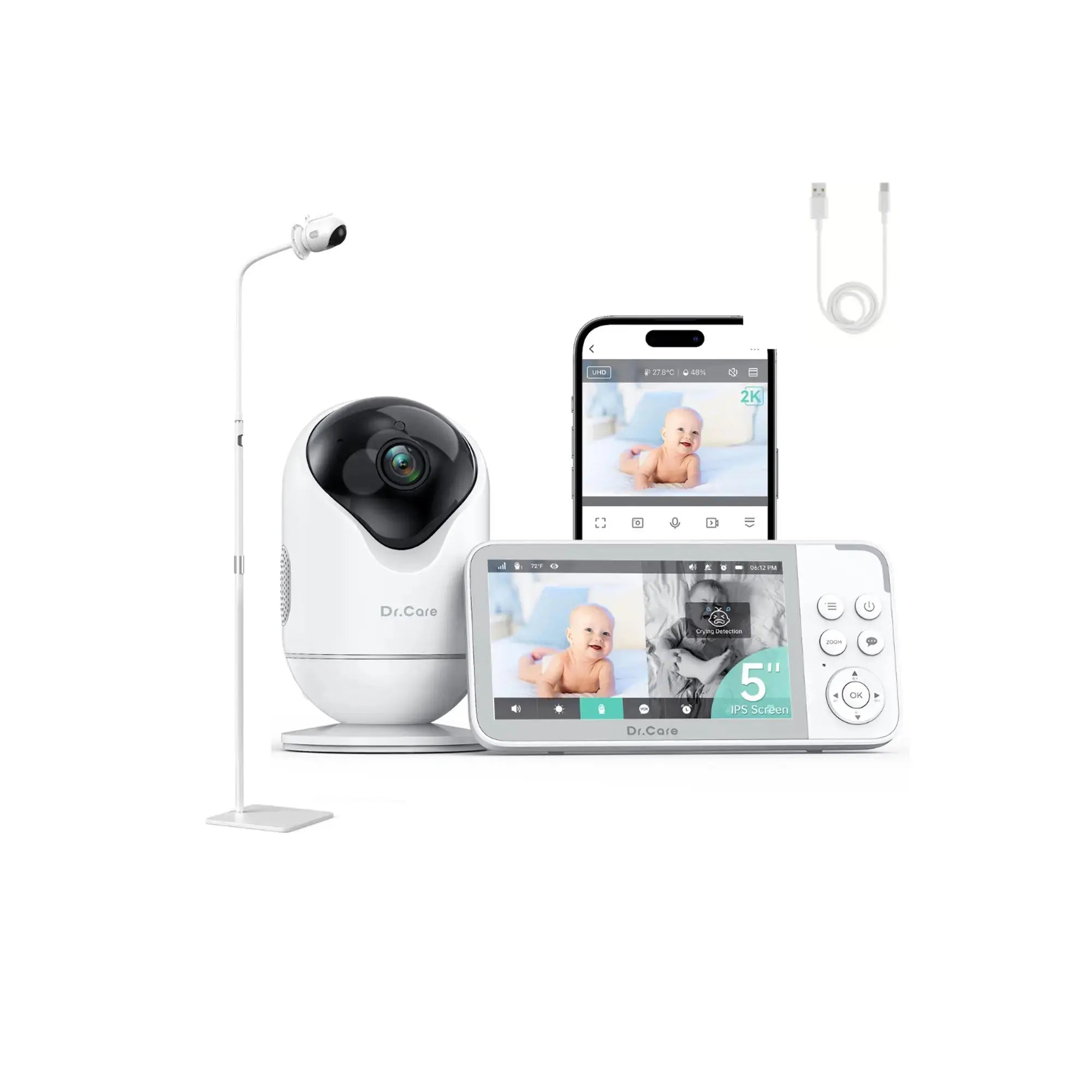 dr-care-vistaview-sbm001-babyphone-cam-ra-2k-kit-pied-sol image 1