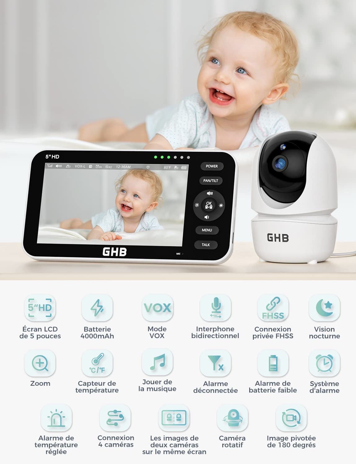 ghb-video-babyphone-vid-o-5-720p-rotation-350-4000-mah image 2