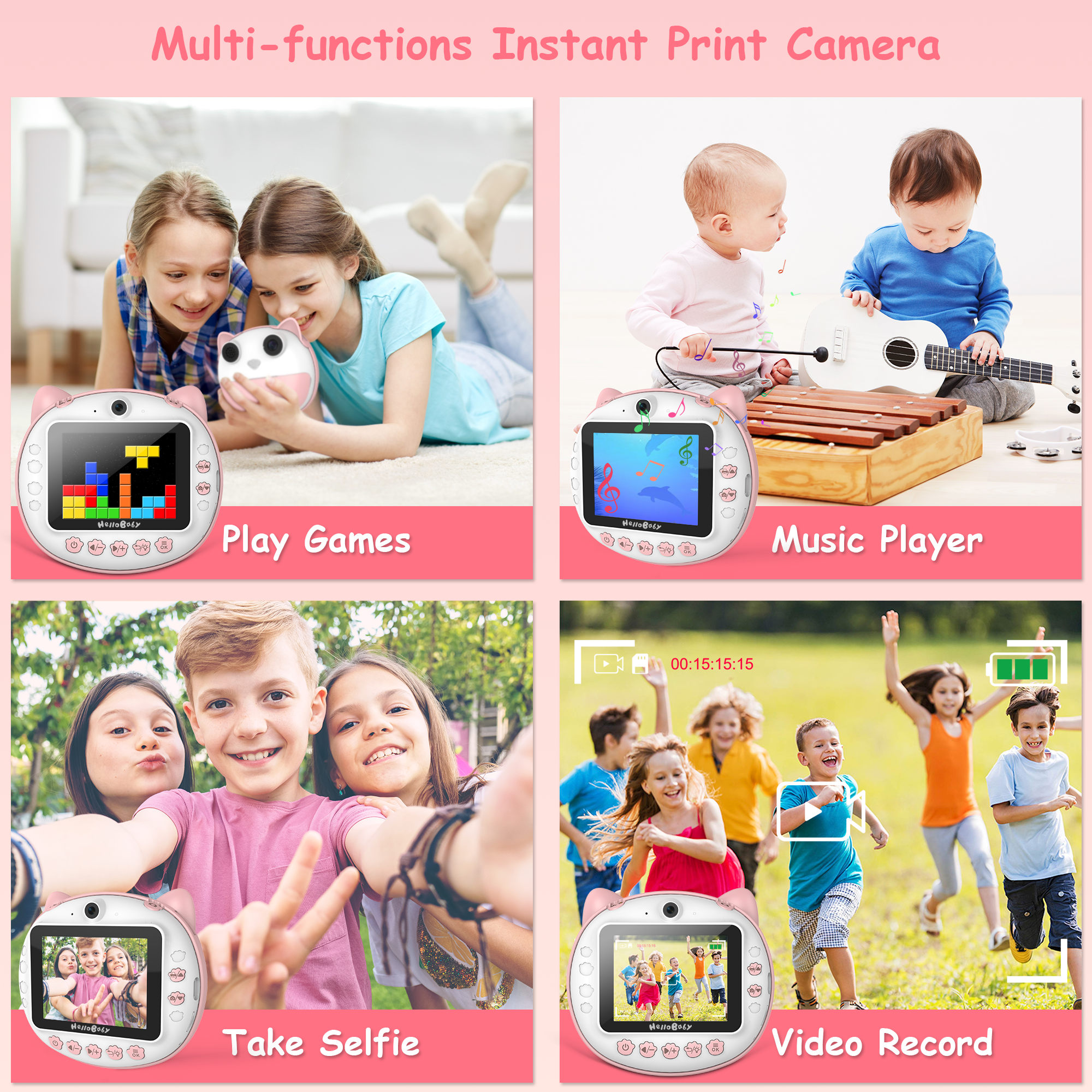 hellobaby-appareil-photo-enfant-impression-instantan-e-rose-12mp image 5