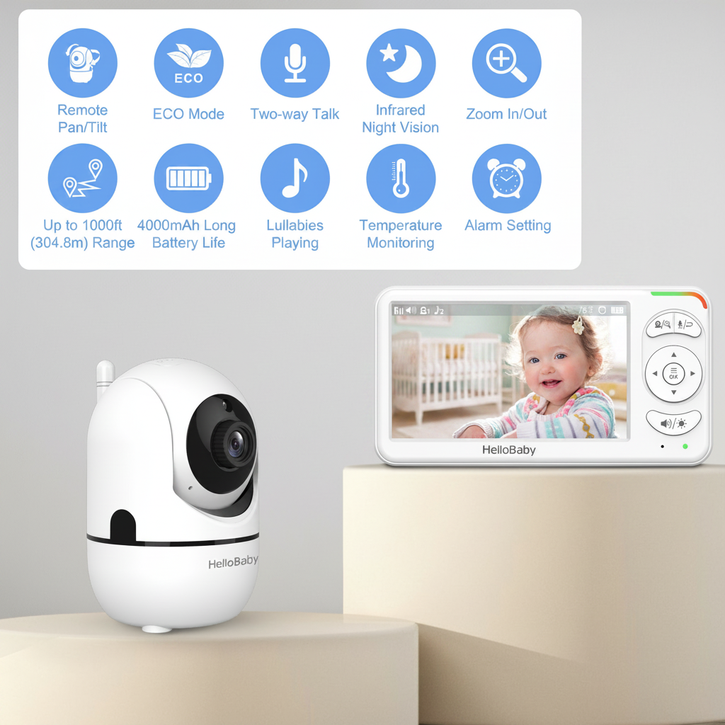 hellobaby-bbm838-babyphone-vid-o-5-sans-wifi-4000mah image 2