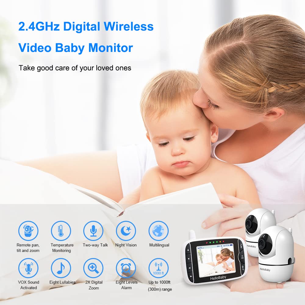 hellobaby-hb65-2-babyphone-vid-o-2-cam-ras-avec-supports image 2