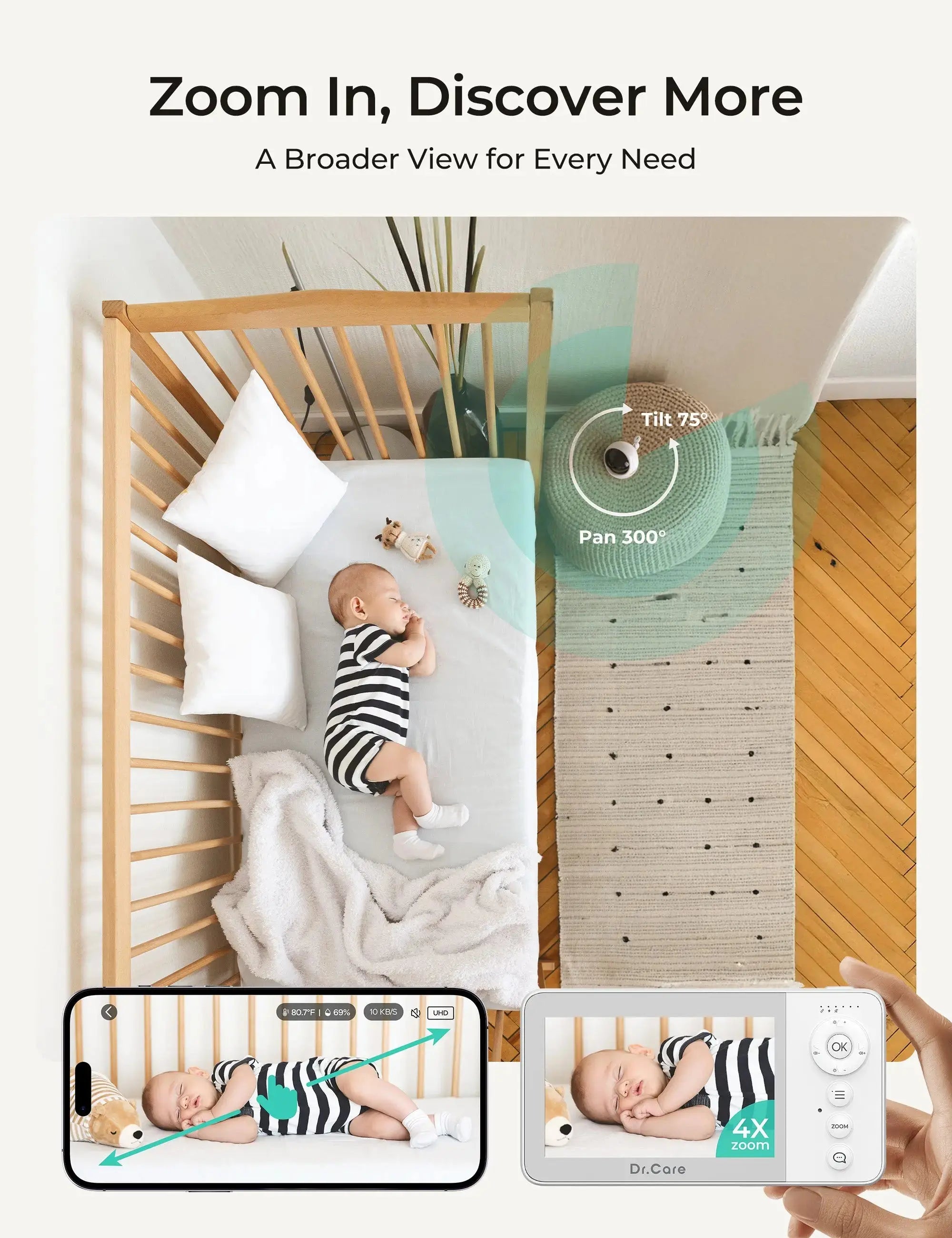 dr-care-vistaview-lite-rb-sbm002-babyphone-cam-ra-4-2-chambres image 6