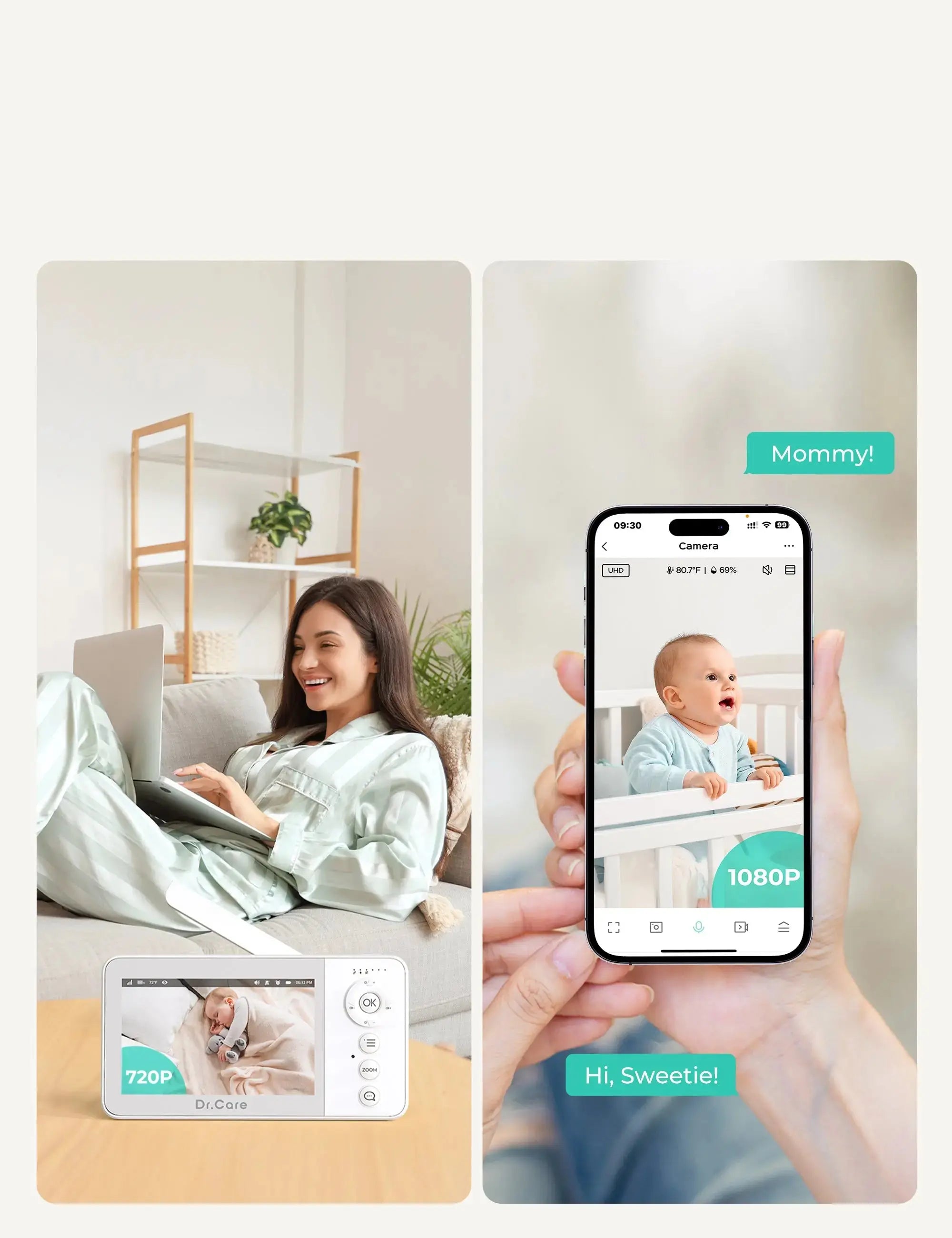 dr-care-vistaview-lite-rb-sbm002-babyphone-2-cam-ras-cran-partag image 4