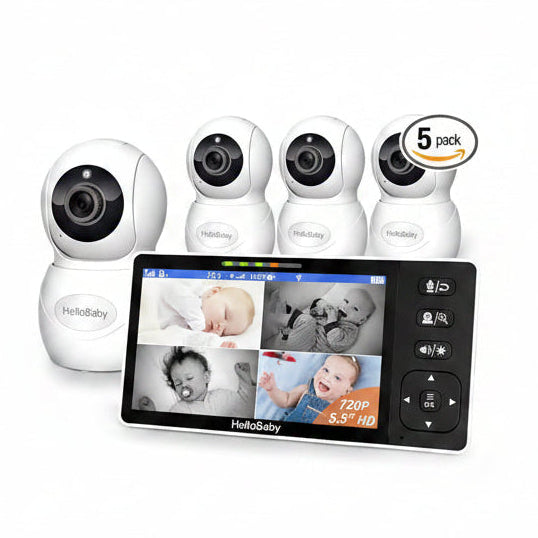 hellobaby-hb6081-babyphone-vid-o-4-cam-ras-cran-5-5-split image 1