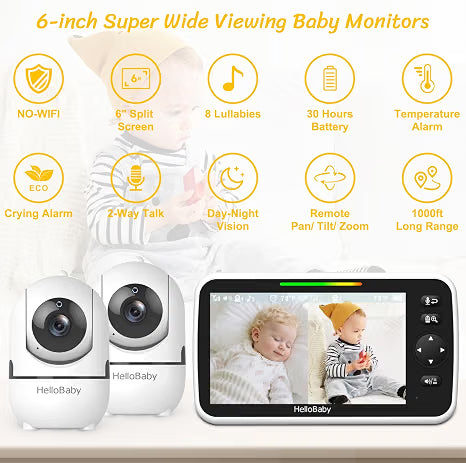 hellobaby-hb6550plus-babyphone-vid-o-6-pouces-2-cam-ras image 3