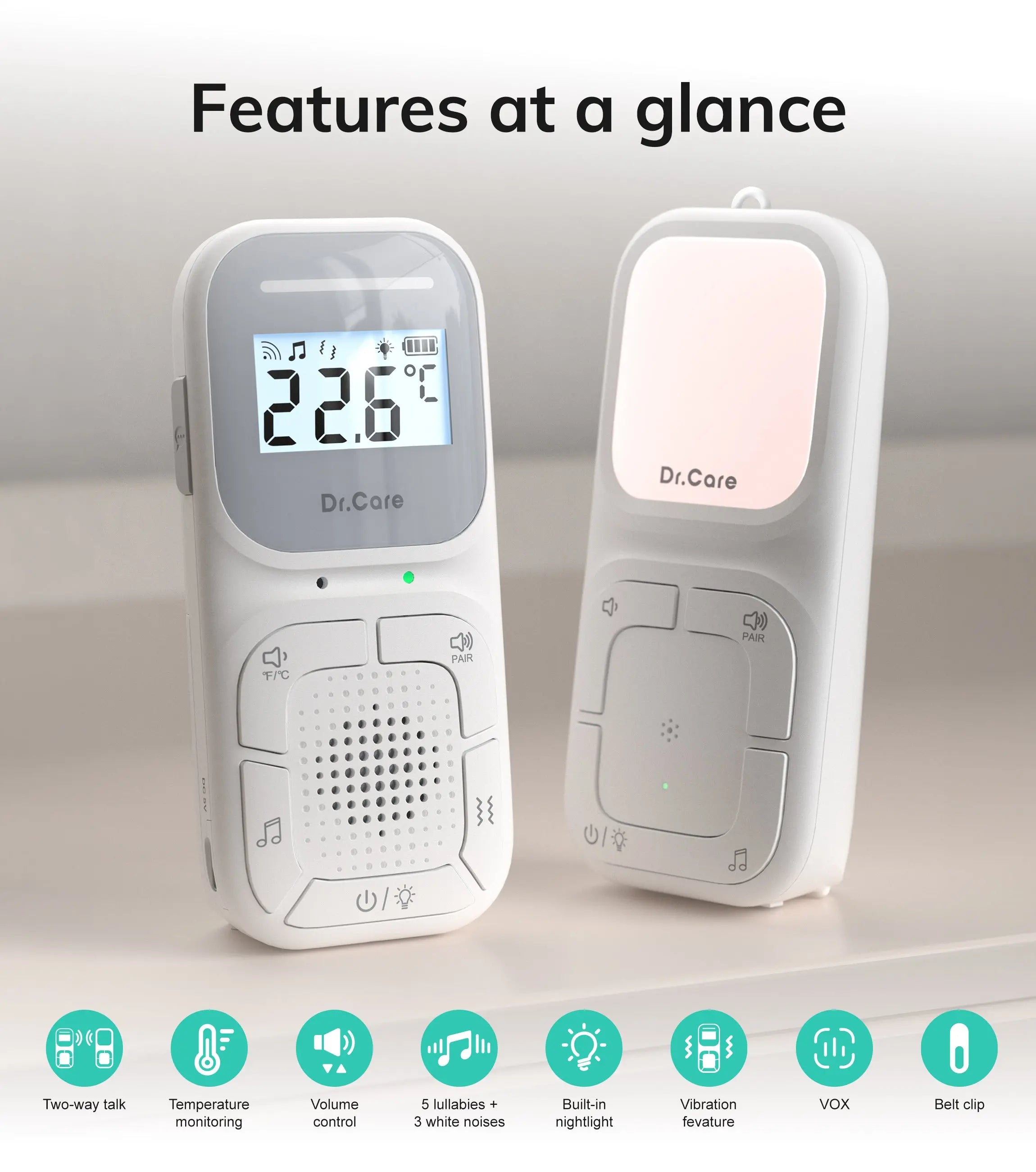 dr-care-neo-go-abm002-babyphone-audio-vox-veilleuse-300m image 7