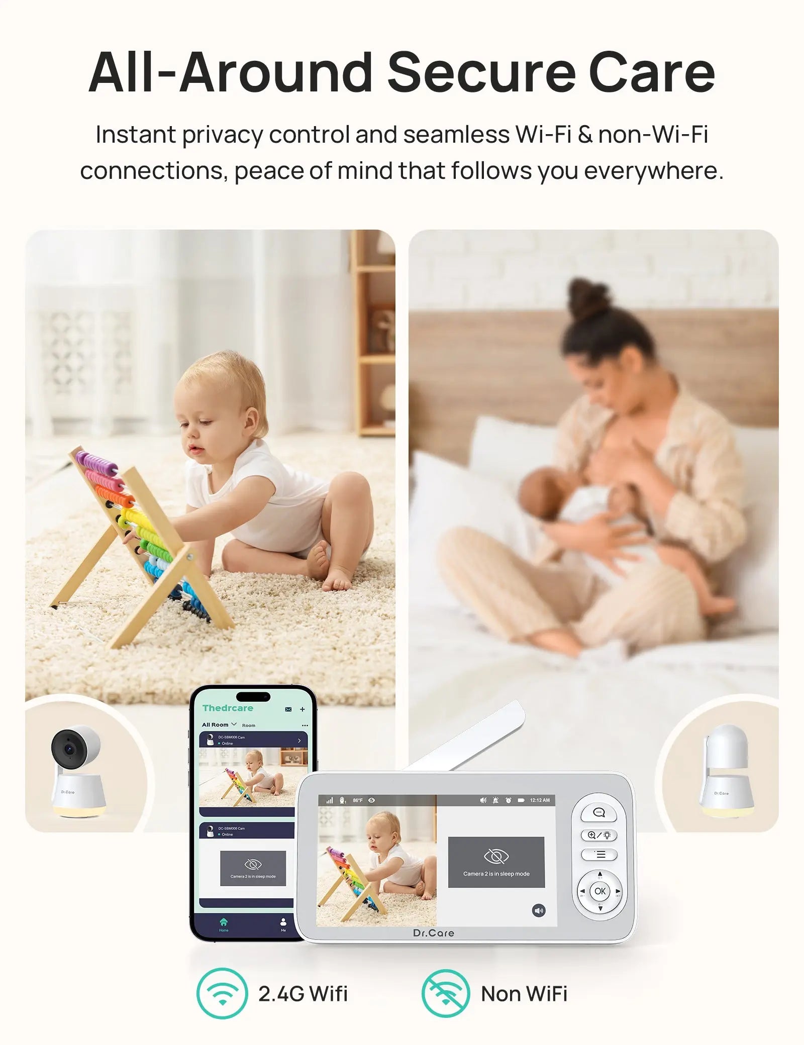 dr-care-lumiview-plus-sbm006-babyphone-2-cam-ras-pied-de-sol image 3