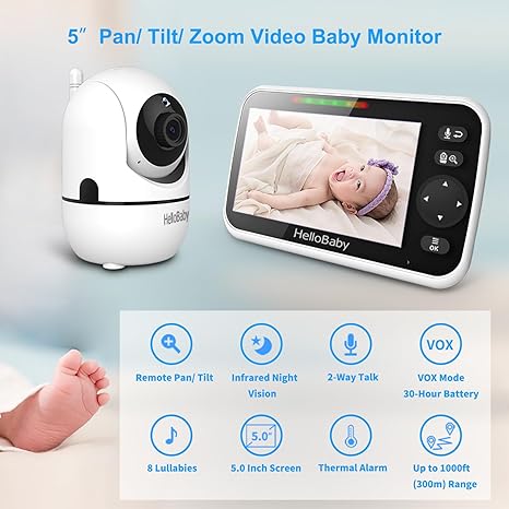 hellobaby-hb6550-4-babyphone-vid-o-5-4-cam-ras-sans-wifi image 2