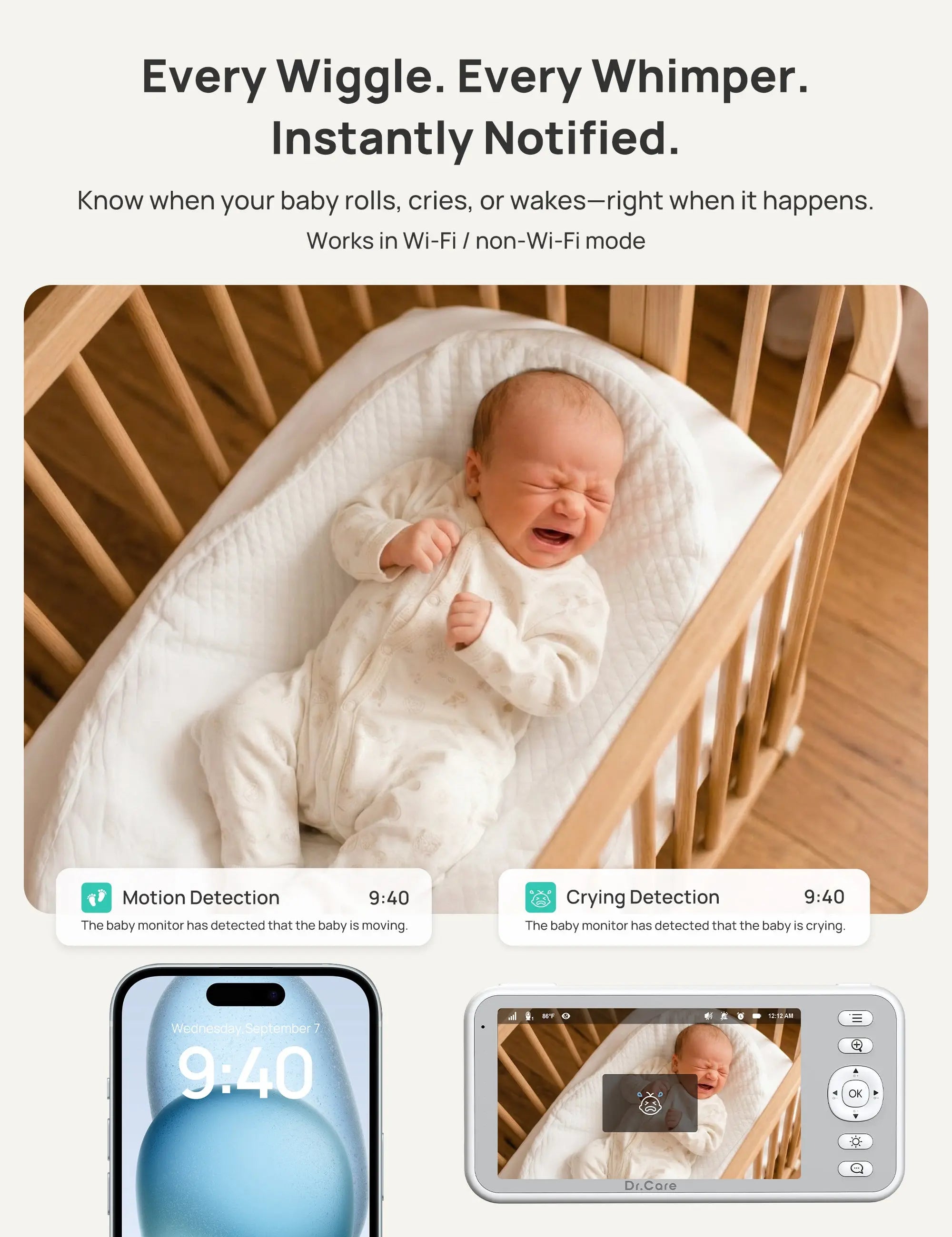 dr-care-vistaview-sbm004-babyphone-vid-o-5-2k-pince-lit image 4