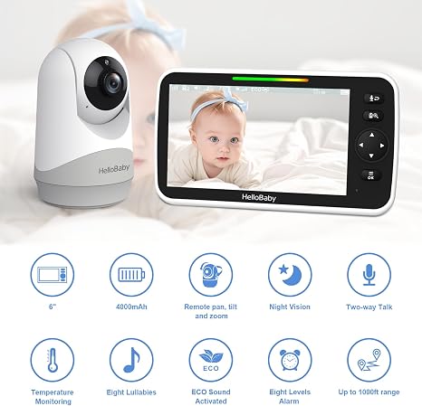 hellobaby-hb6250plus-moniteur-b-b-vid-o-6-vox-sans-wifi image 2