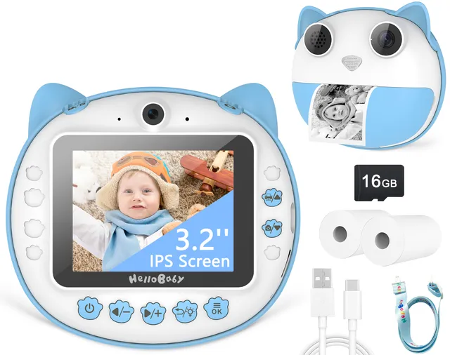 hellobaby-instant-print-appareil-photo-enfant-bleu-12mp image 1