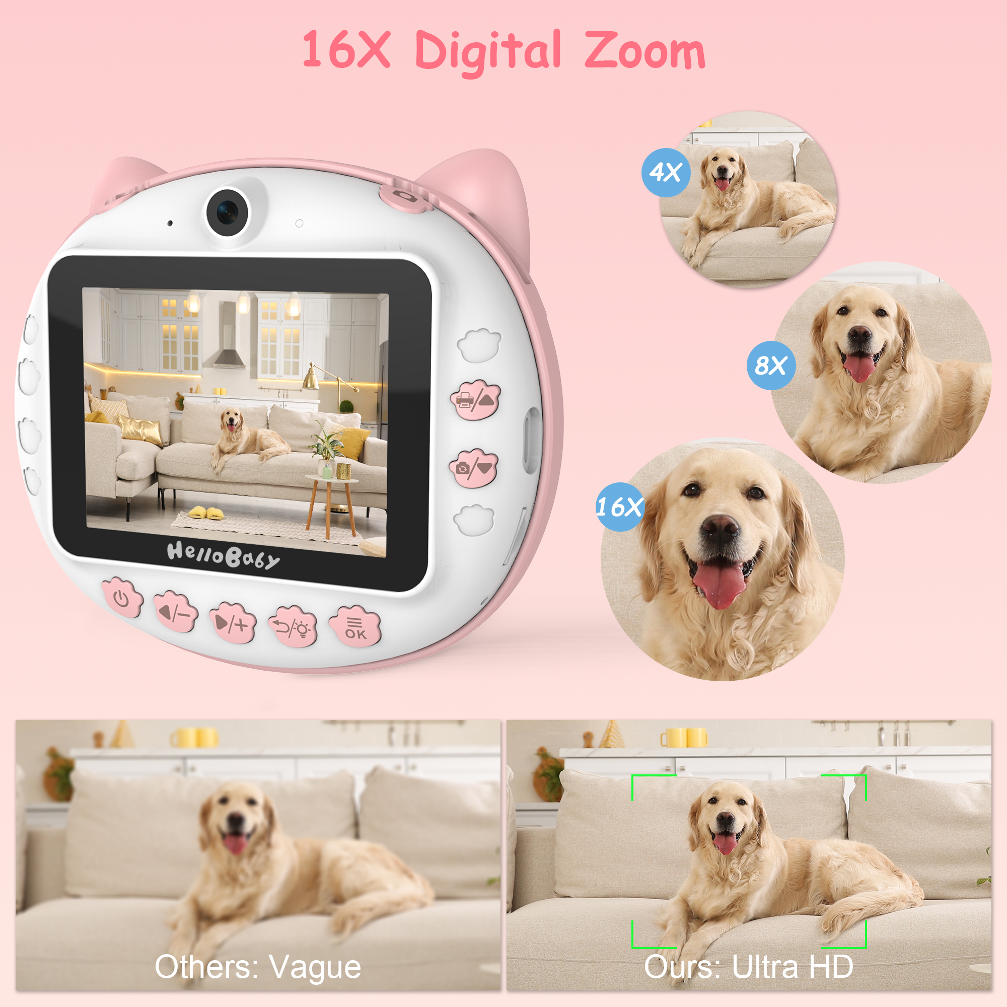 hellobaby-appareil-photo-enfant-impression-instantan-e-rose-12mp image 3