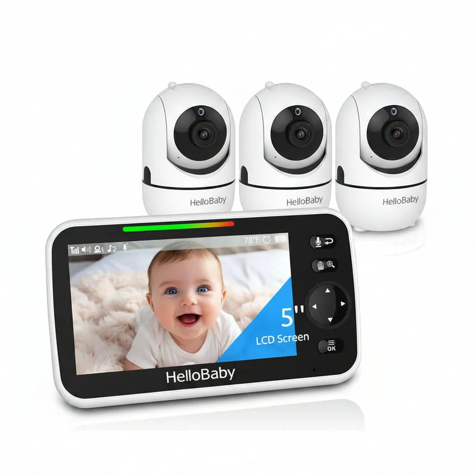 hellobaby-hb6550-3-babyphone-vid-o-5-3-cam-ras-sans-wifi image 1
