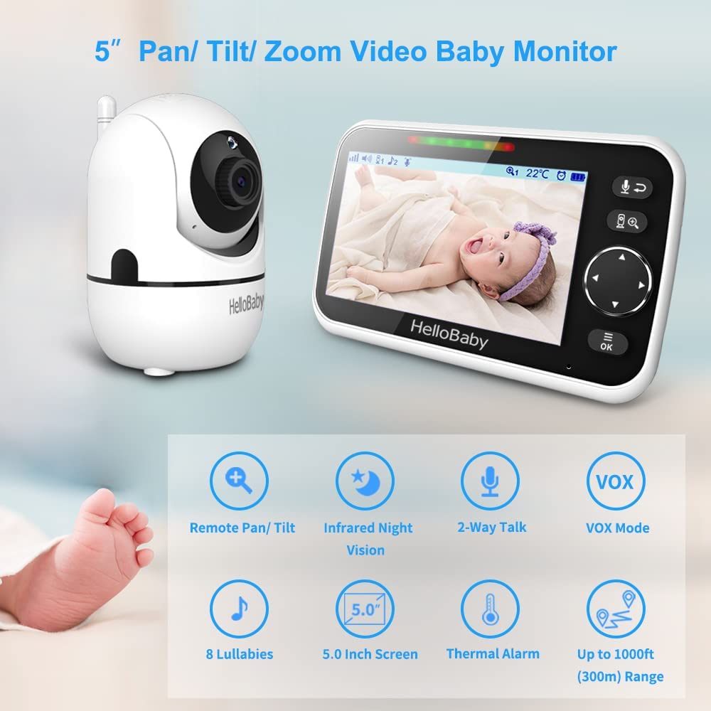 hellobaby-hb6550-babyphone-vid-o-5-pouces-cam-ra-vision-nocturne image 2
